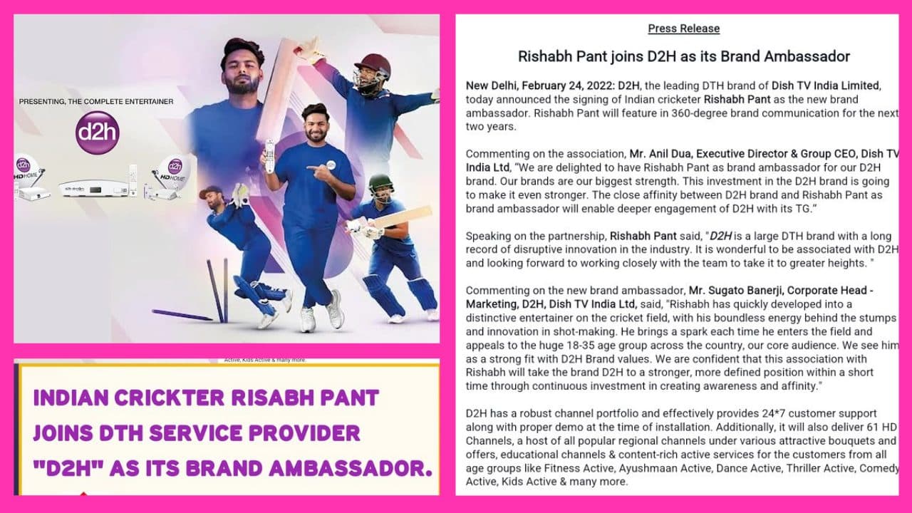 IPL 2022: Captain Rishabh Pant Appointed Brand Ambassador of D2H