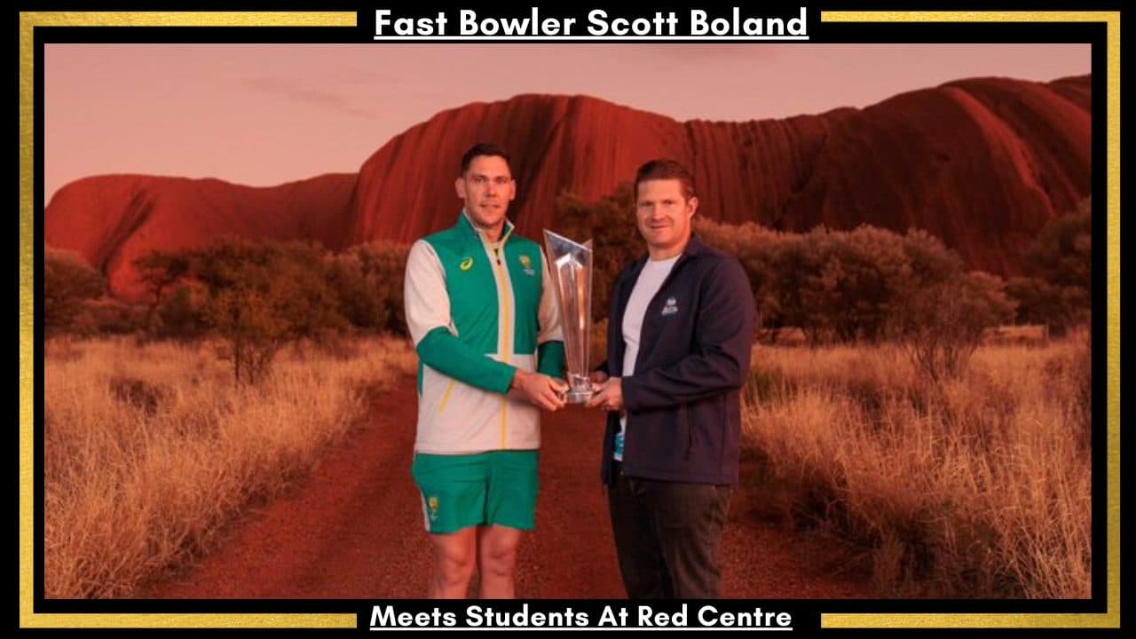 Australian Fast Bowler Scott Boland Meets Indigenous Students At Red Centre